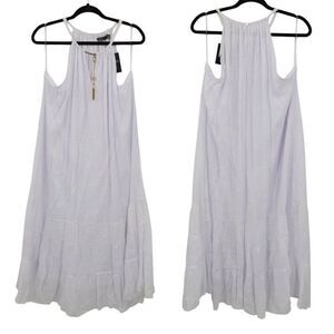 Womens White Gauze Halter Maxi Dress Plus Sz 2X Lightweight Ruffled Summer Boho